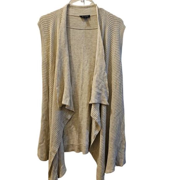H By Halston Cream Knit long Open Cardigan Vest Size Medium - Picture 2 of 7